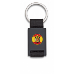 Llavero rectangulo negro + cinta negra ESPAÑA ESCUDO