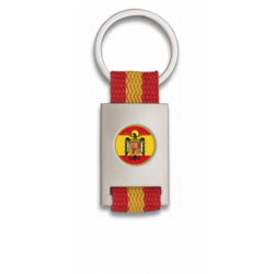 Llavero rectangulo plata + cinta bandera ESPAÑA ESCUDO