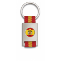 Llavero rectangulo plata + cinta bandera ESPAÑA ESCUDO