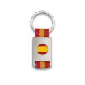 Llavero rectangulo plata + cinta bandera ESPAÑA