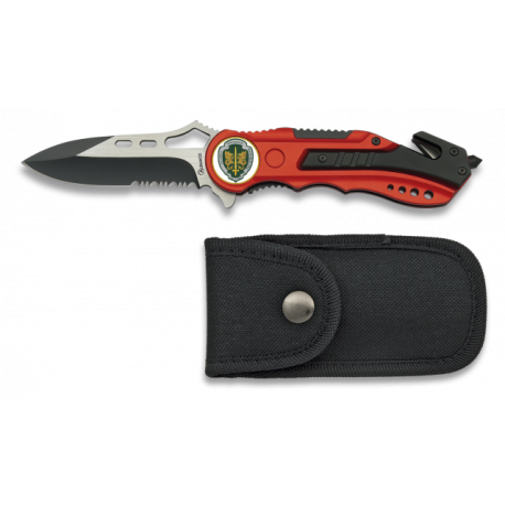 Navaja Albainox roja. sierra. funda. 6.5
