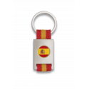 Llavero rectangulo plata + cinta bandera ESCUDO ESPAÑA