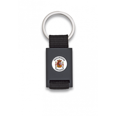 Llavero rectangulo negro + cinta negra SEGURIDAD PRIVADA