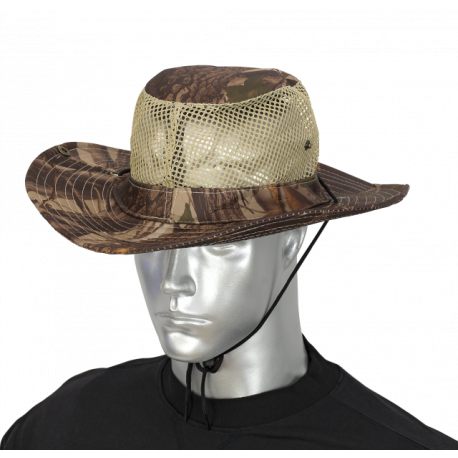 sombrero con rejilla. camo marron